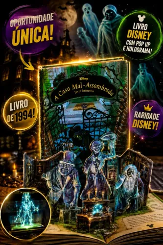 LIVRO RARO DISNEY POP UP - A CASA MAL ASSOMBRADA! COM HOLOGRAMA! RARIDADE! LIVRO DE 1994!