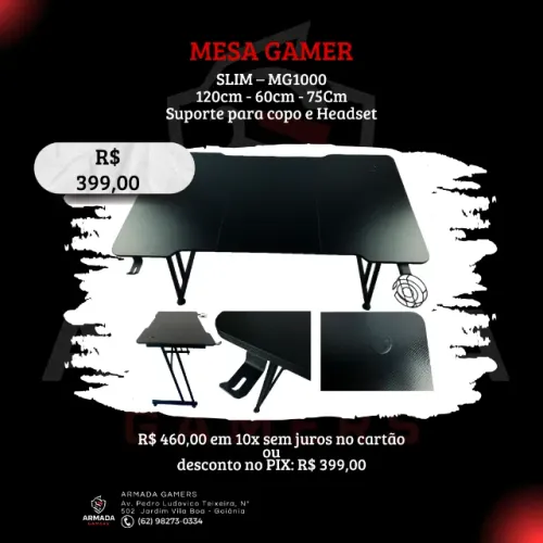 MESA GAMER SLIM - Nova na caixa