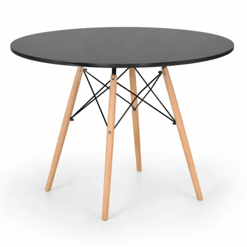 Mesa Redonda Moderna Preta Base Eiffel Charme E Funcionalidade 45112