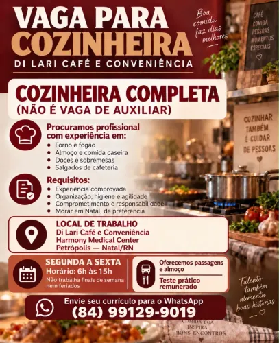 Vaga para cozinheira 