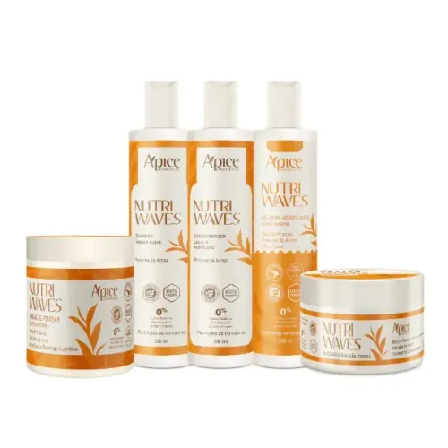 Kit Onduladas Nutri Waves - Shampoo, Condicionador, Gelatina, Máscara e Creme de Pentear (