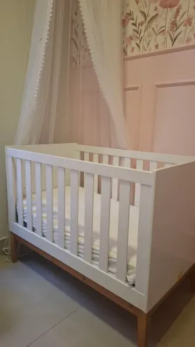 Berço Infantil Branco com Colchão