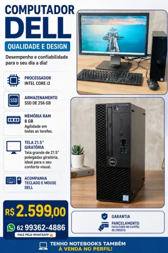 Computador DELL I3 SSD Completo Tela Grande Giratória Garantia Parcelo no Cartão