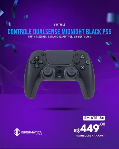 CONTROLE DUALSENSE MIDNIGHT BLACK PS5 