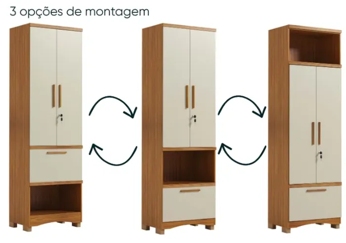 Multifuncional Blanc 2 Portas 1 Gaveta, 100% MDF - Rio Doce