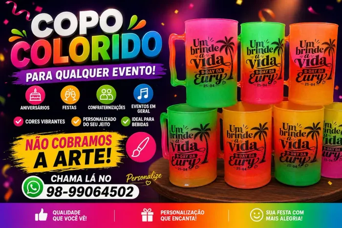 Copo colorido personalizados 