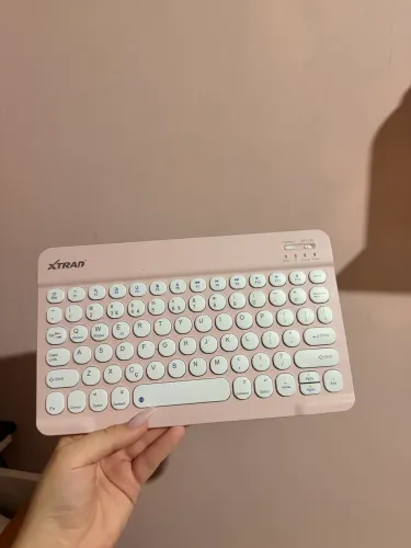 Teclado e Mouse via bluetooth rosa bebê 