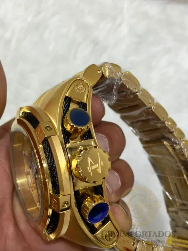 Relógio Invicta Reserve Skeleton Dourado Automático Luxo