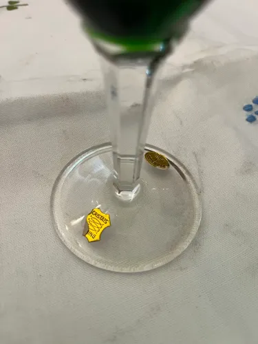 Jogo de 6 taças cristal verde Hering lapidadas à mão lindas