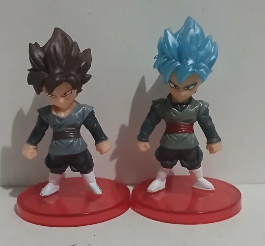 LOTE DUPLA BONECOS MINIATURAS ACTION FIGURES DRAGON BALL GOKU BLACK RED BLUE