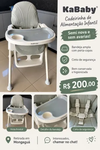 Cadeirinha de Alimentação Infantil KaBaby