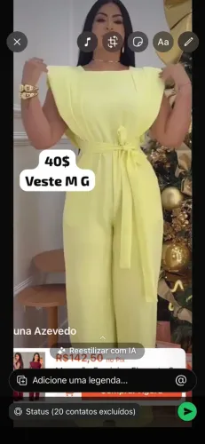 Macacão 38$ cada um, amarelo veste 38/42 (O marrom veste G fundo largo