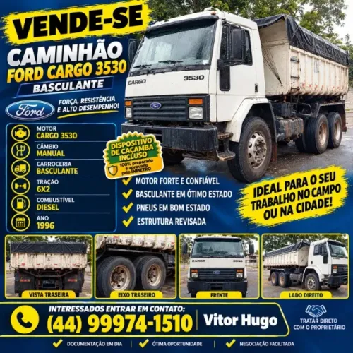Vende-se Ford Cargo 3530 Basculante 6x2 - 1996 - Motor Forte