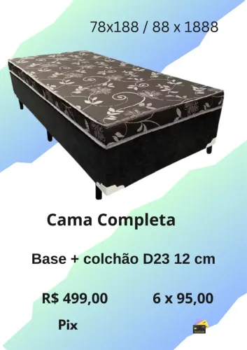 Cama completa solteiro BASE + COLCHÃO 