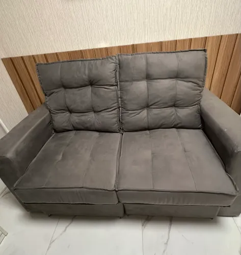 Sofá cama dois lugares cinza