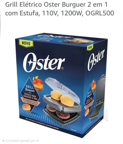 Grill Elétrico Oster 2 em 1. Zero.