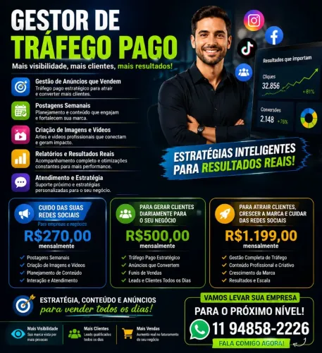 Gestor de tráfego e mídia sociais