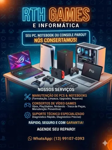 Manutenção de computadores, notebooks, Impressoras e Vídeo games.