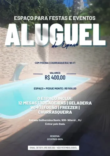 ESPAÇO COM PISCINA PARA EVENTOS NO BADU - NITERÓI