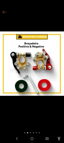 2 Conectores de Terminal Bateria Dourado Com Engate Rápido Automotivo Para Carro Automovel