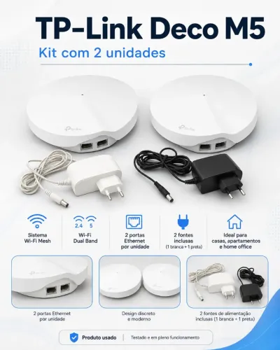 Kit Wi-Fi Mesh TP-Link Deco M5 com 2 Unidades - Dual Band