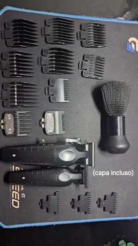 Kit Máquina de Cortar Cabelo Kemei + Acabamento + Pentes | Completo