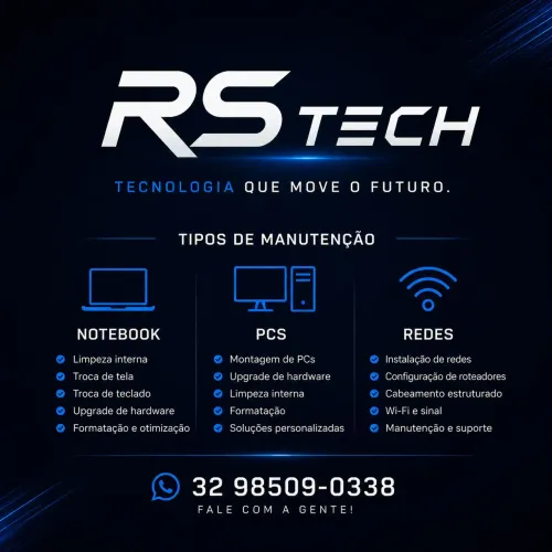 Serviços de manutenção de computadores, notebooks e redes.