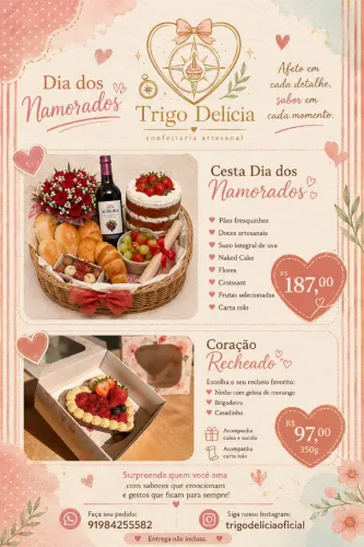 Cesta e Chocolate Dia dos namorados