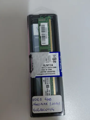 Memória DESKTOP DDR3 4GB 1600MHZ KINGSTON 