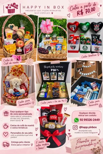 Cestas e buquês personalizados