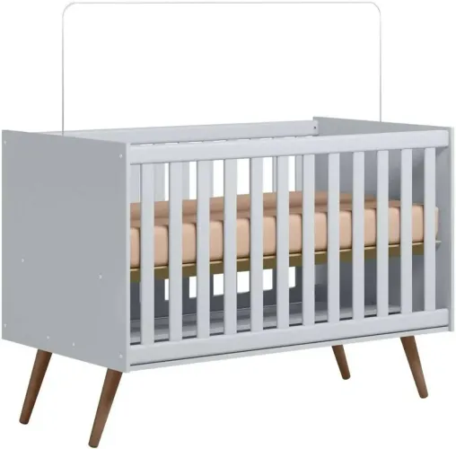 Berço retro cinza vira cama