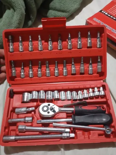 Kit soquete, catraca e bits 46 peças