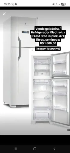 Vendo geladeira/ Refrigerador Electrolux Frost Free Duplex, 371 litros
