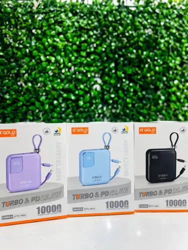 Carregador Portátil Power Bank 10.000mAh Carga Rápida com Visor e Cabos Acoplados