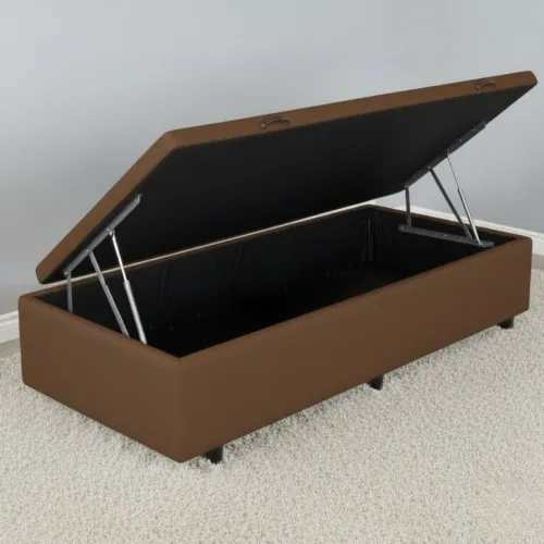 Base Box Solteiro Baú Corino Marrom - ALTO NÍVEL CAMAS E COLCHÕES - pronta entrega 
