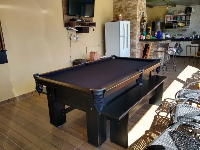 Mesa de Bilhar 2,25 x 1,25 Preta TX Tecido Preto Modelo OJD4474
