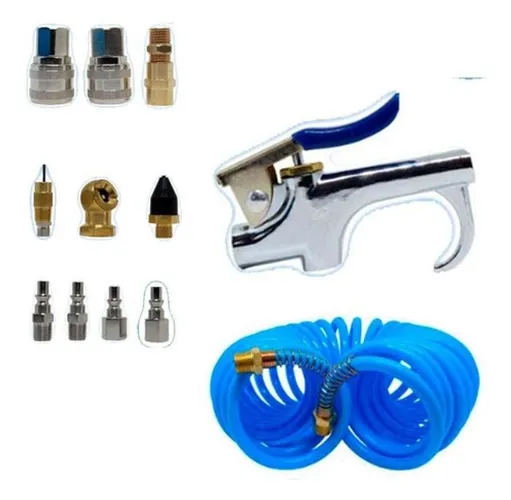 Kit Mangueira Espiral Ar Comprimido 14 Peças Bremen