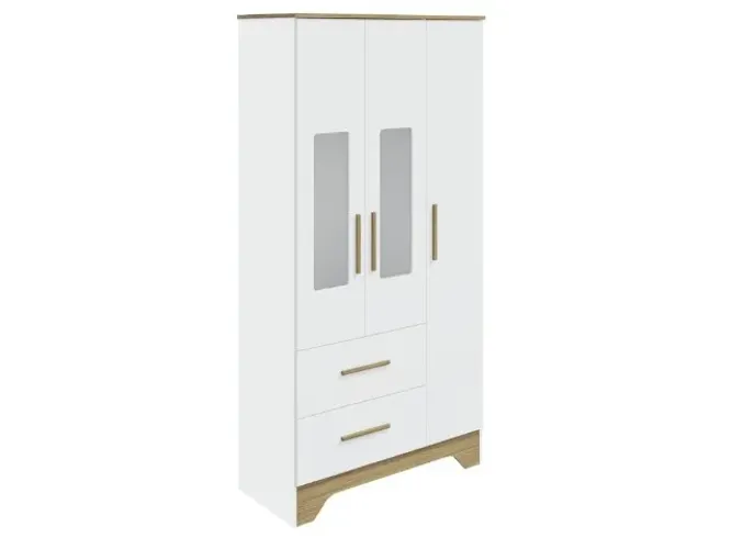 Armário Clara 3P Branco/Amendoado Até 12x - Frete Grátis