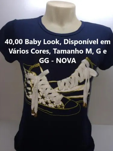 Baby Look, Disponível Rosas mais Claras, Tamanho M - NOVA