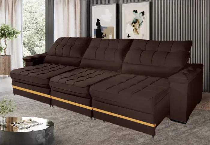 Sofá Retrátil 3 Lugares +Luxo e Conforto!