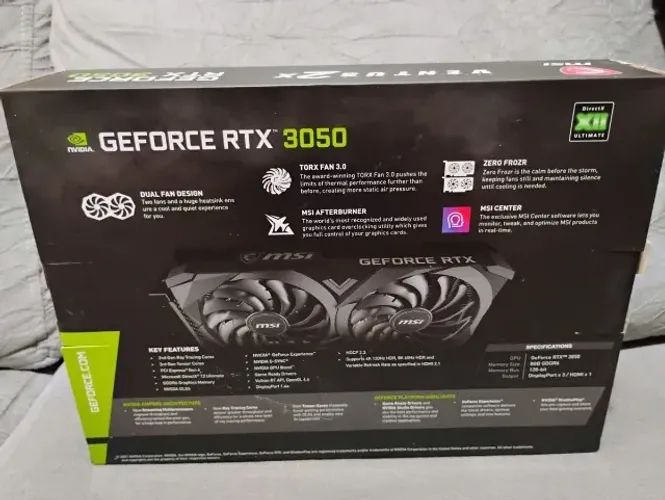 caixa vazia placa de vídeo msi geforce rtx 3050 ventus 2x oc 8gb gddr6 - Leia a descrição