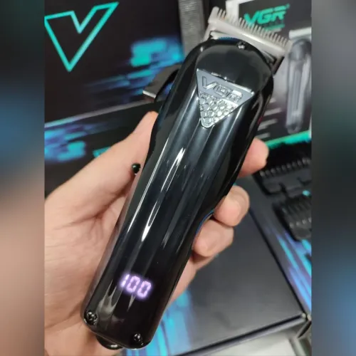 Máquina Cortar Cabelo Profissional Vgr  black/Display led/lâmina aço carbono/+pentes meio 