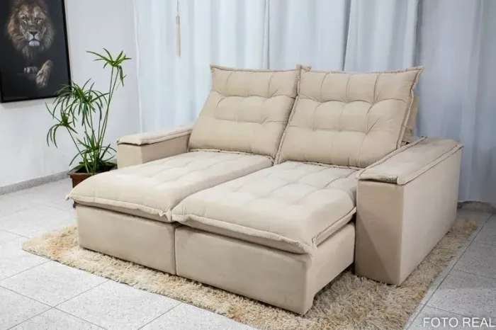 Sofá Retrátil Reclinável 2,10m Lima D33 e Molas Ensacadas rf654
