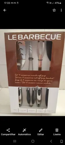 Conjunto de Utensílios para Churrasco com cabo Inox (novo na caixa)