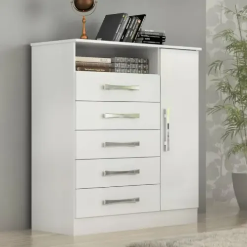 "Praticidade e Design: Cômoda Madri para Quarto com Amplo Espaço de Armazenamento"