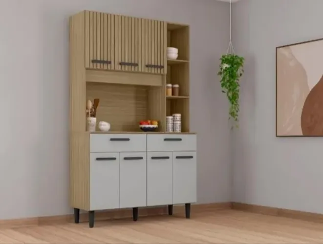 Armário de Cozinha Malu 7 Portas 2 Gavetas Novo Super Oferta