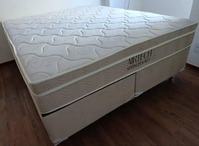 Cama box queen size ortobom 158x198 bege pronta entrega
