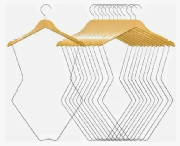 5 Cabides Silhueta Colan Madeira Marfim Nobre Promoção Cromado