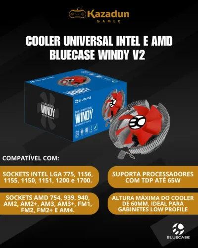 COOLER UNIVERSAL INTEL E AMD - BLUECASE WINDY V2