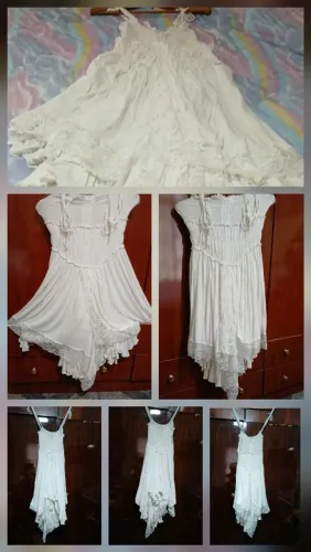 Vestido bem despojado duas saias e renda